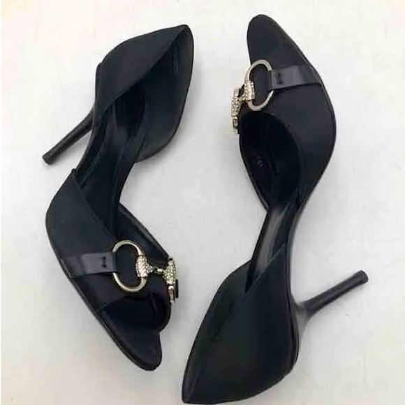 Gucci Authentic Sexy Black and Silver Tess Stiletto Heel Shoes **Size 6.5** 🔥🔥 - Picture 4 of 11